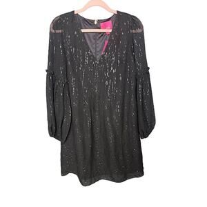 New Lilly Pulitzer Cleme Long Sleeve Silk Dress Women's Size 2 Whimsygoth Wicked